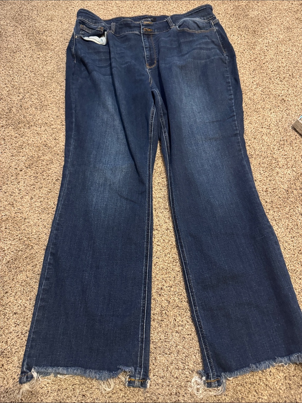 Judy Blue Women’s Dark Blue Boot-cut Raw Hem Jeans size 24W